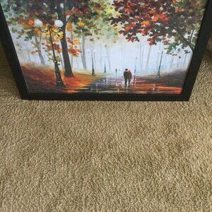 Abstract canvas print a walk in the rain at the park